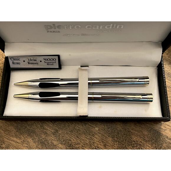 Vintage‎ Pierre Cardin Pen/Pencil Set Classic Retro Chrome Gold - Picture 4 of 8
